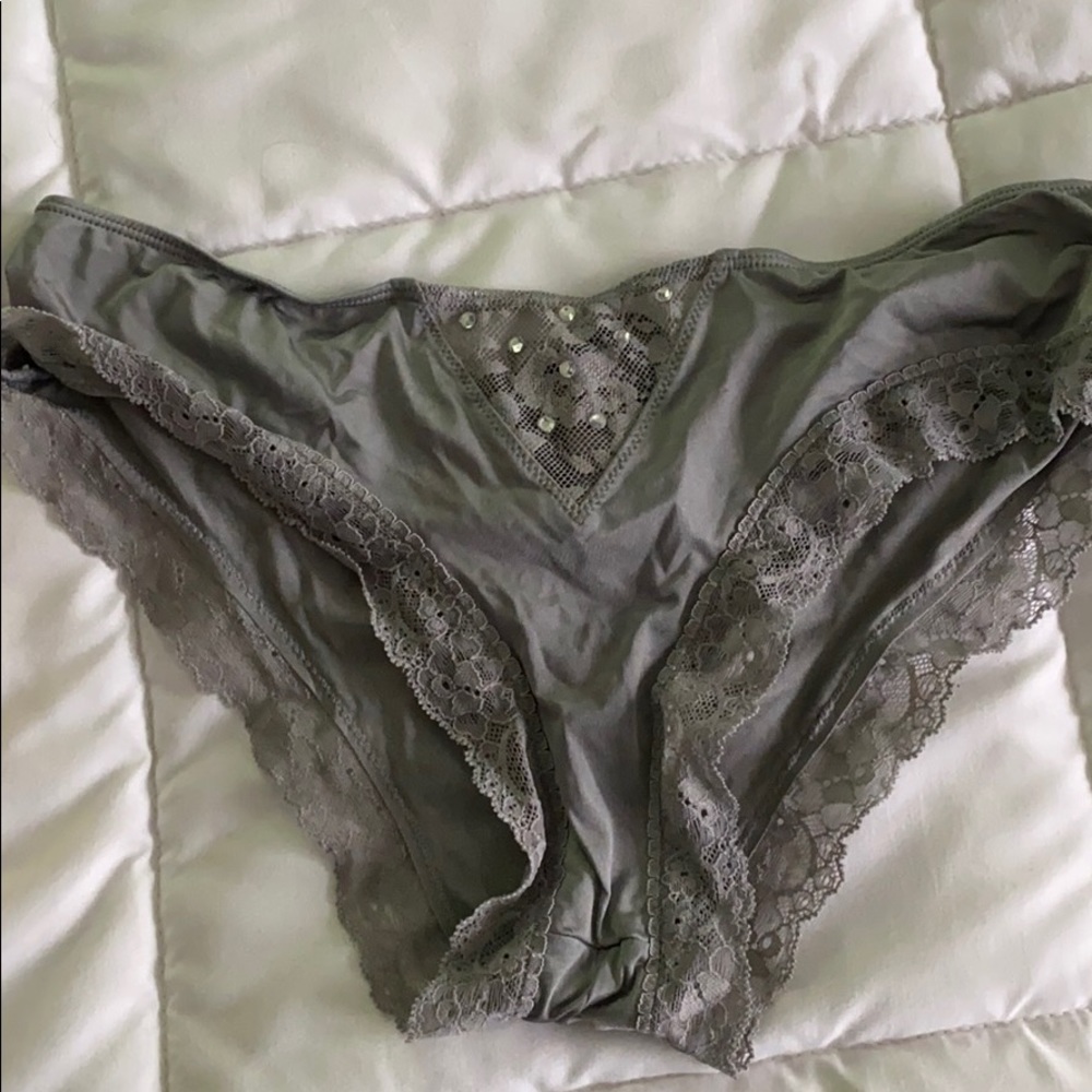 Grey, silk underwear